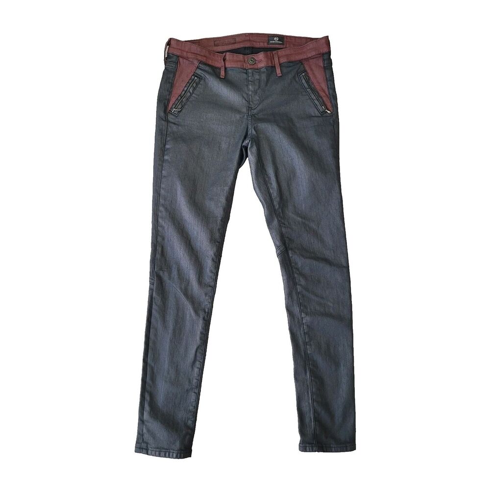 EUC Adriano Goldschmied The Willow Zip Leggings Jeans Coated Zip Ankle Size 28R